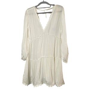 NWT Blue Island Womens‎ Cream Gold Metallic Layered A-Line Dress Extra Small